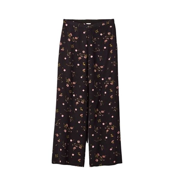 Aritzia Wilfred Womens Pants Pernelle Wide Leg Floral  Black Claremont Sz. 4 - Picture 2 of 10
